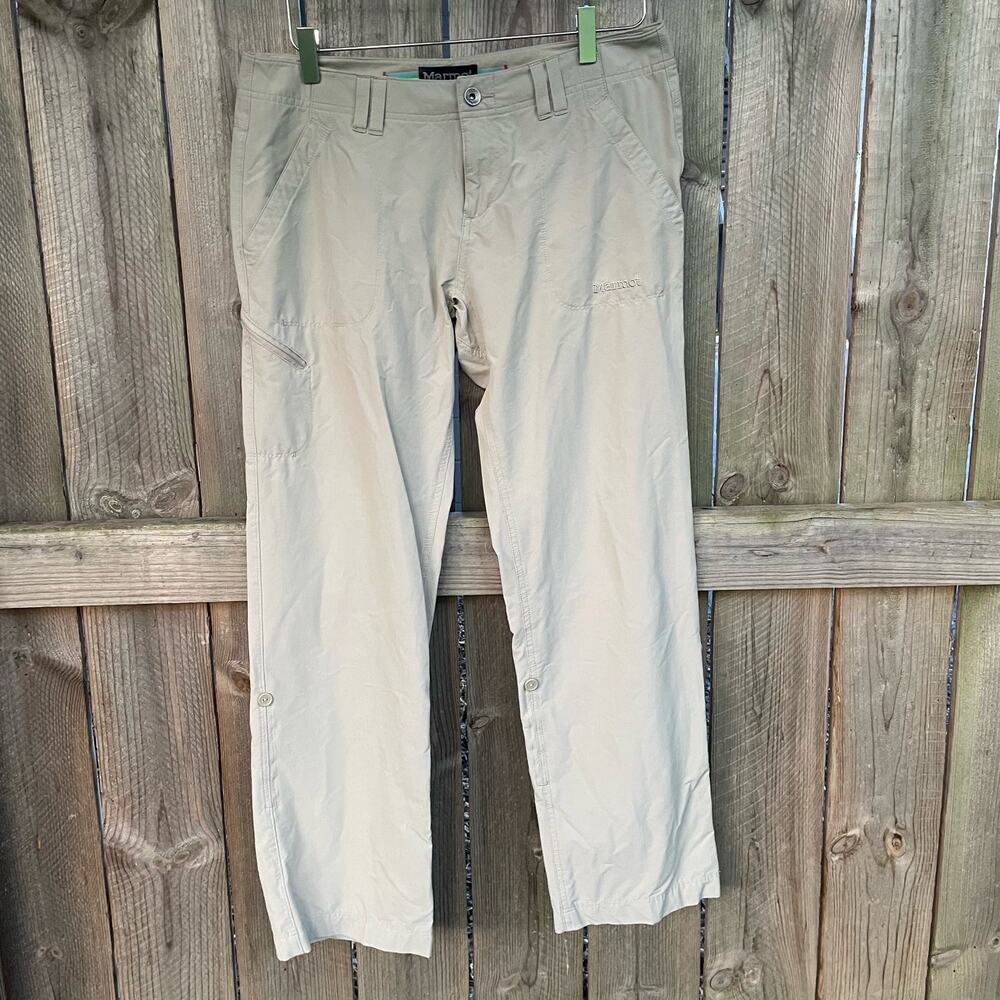 Marmot Hiking Pants Four Pockets Button‎ Closure Cream Outdoor Khaki